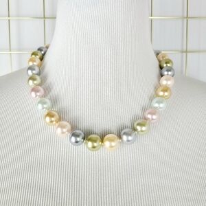 Kenneth Jay Lane Pastel Rainbow  Multicolored Faux Pearl Necklace